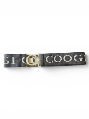 COOGI Black Elastic Logo Belt with Gold Double Ring Buckle